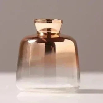 Rose Gold Glass Flower Vase with Color Fade Effect for Home Decor, Dining Table, Living Room & Office