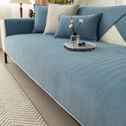 Chenille Couch Cover with Non-Slip Grip | Stays Put on Sofa, Loveseat, Sectional | Soft Throw for Living Room Furniture Protection