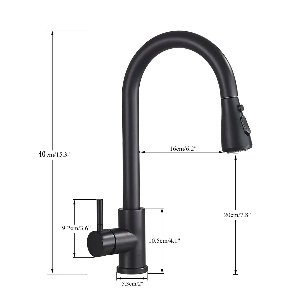 Pull-Down Kitchen Faucet with Dual Spray Modes | Stainless Steel Single Handle Sink Mixer for Deck Mount Installation | Commercial Style