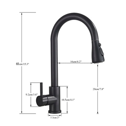 Pull-Down Kitchen Faucet with Dual Spray Modes | Stainless Steel Single Handle Sink Mixer for Deck Mount Installation | Commercial Style