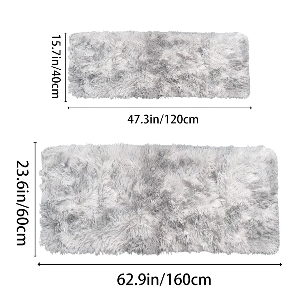 Plush Floor Runner Rug 31.5 x 79 inches White Microfiber Anti-Slip Backing Bedroom Hallway Living Room Soft Shag Carpet for Hard Floors