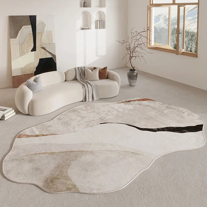 Alfombras de área, alfombra de forma irregular con base antideslizante, alfombra abstracta para sala de estar, alfombra suave para dormitorio
