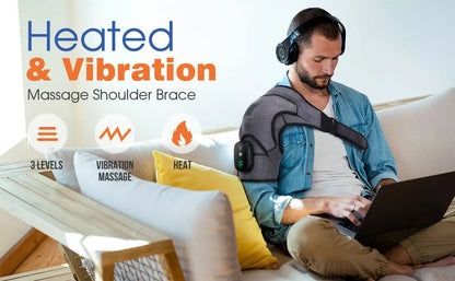 Electric Heating Pad for Shoulder with Vibration, Cordless Heating Pad with Adjustable Heat, Heated Shoulder Brace