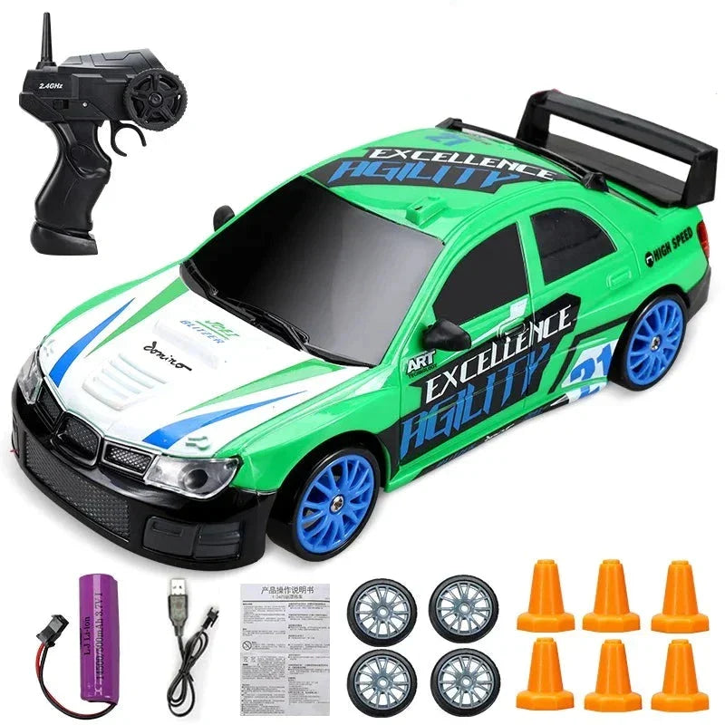 RC Mini Drift Car Remote Control Racing Toy with LED Lights & Rechargeable Battery for Kids & Adults