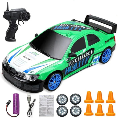 RC Mini Drift Car Remote Control Racing Toy with LED Lights & Rechargeable Battery for Kids & Adults