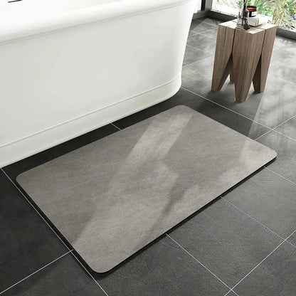Stone Bath Mat Rapid-Dry 16x24 Inches Non-Slip Rubber Base Entryway Rug Beige Gray Navy for Shower Floor Bathroom Kitchen Door Balcony Water