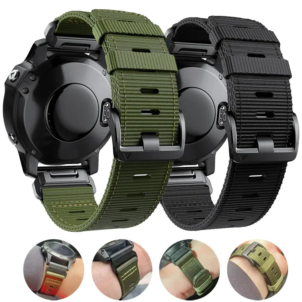 Tactical Woven Smartwatch Strap | Quick-Release Replacement Band for Fitness Tracking | Adjustable Lightweight Nylon Wristband