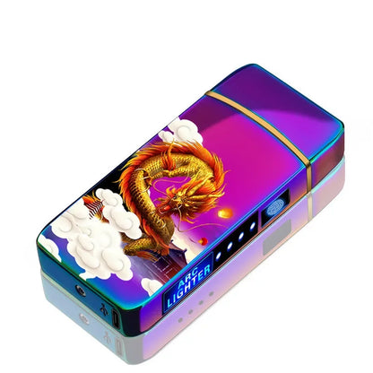 Rechargeable USB Arc Lighter Windproof Plasma Igniter for Candles Pipes Incense Coils Outdoor Camping Metal Touch Sensor LED Display