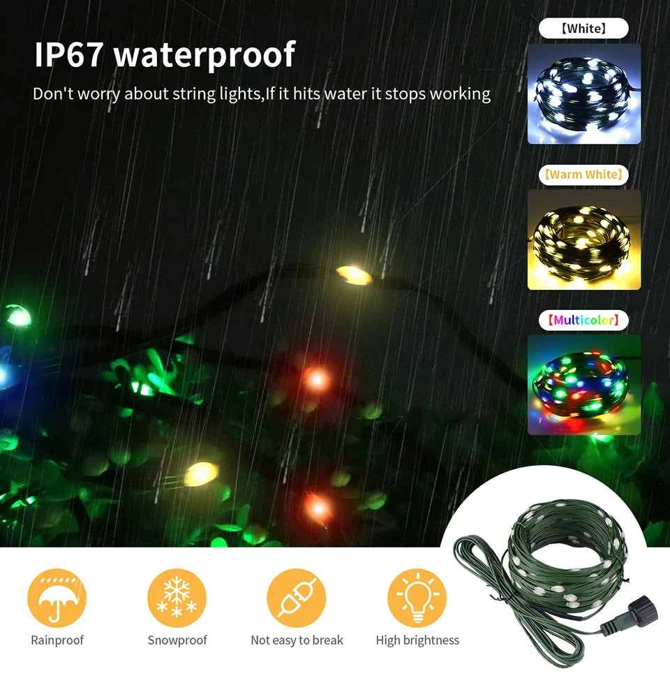 Ortekor LumiSol ProLine | Solar String Lights 100M with Ultra-Bright LEDs | 8 Modes & Remote Control for Year-Round Outdoor Use