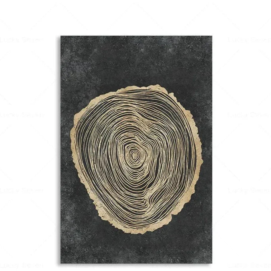 Botanical Growth Pattern Wall Art Canvas for Living Room, Bedroom & Office Décor | Natural Wood Grain Inspired Print
