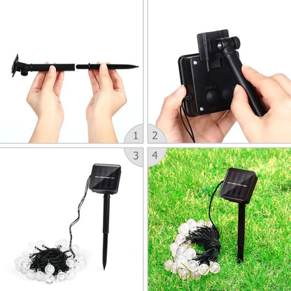 Guirnalda de luces solares de 30 pies con sensor automático de anochecer, luces LED impermeables para decoración de jardín, patio, senderos, paisajismo e iluminación exterior
