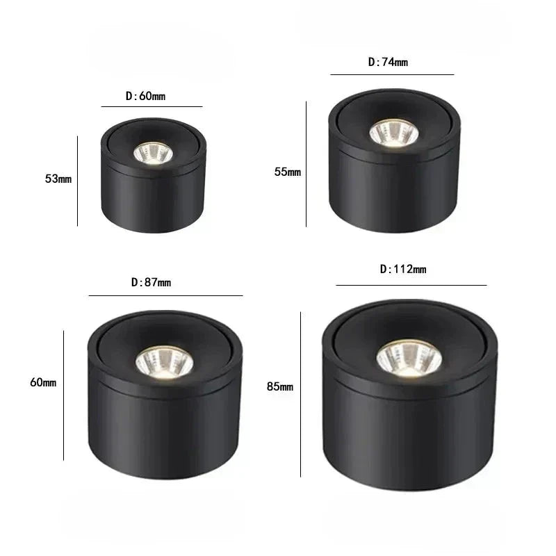 Rotatable LED Overhead Spot Light Fixture 4.4 in Diameter Aluminum Black White for Kitchen Island Living Room Adjustable Accent Track Lighti