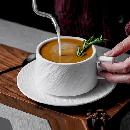 Glazed Stoneware Cup and Saucer Set for Coffee, Tea, and Hot Beverages – Minimalist Japanese-Inspired Design for Kitchen, Dining Room, and H