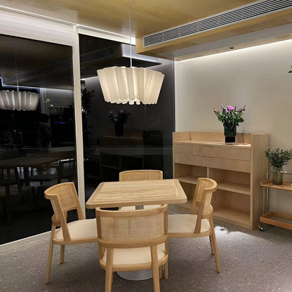 Lámpara de techo colgante con pantalla de tela plisada de 16 pulgadas, color crema cálido, para comedor, isla de cocina, estilo minimalista moderno escandinavo japonés, iluminación ambiental