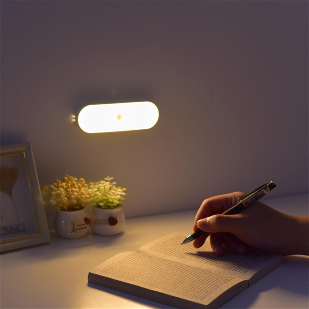 Luz nocturna con sensor de movimiento, recargable por USB, 5.5 pulgadas, inalámbrica, color blanco, para pasillos, escaleras, dormitorios, armarios y gabinetes de cocina, regulable, cálida y fría