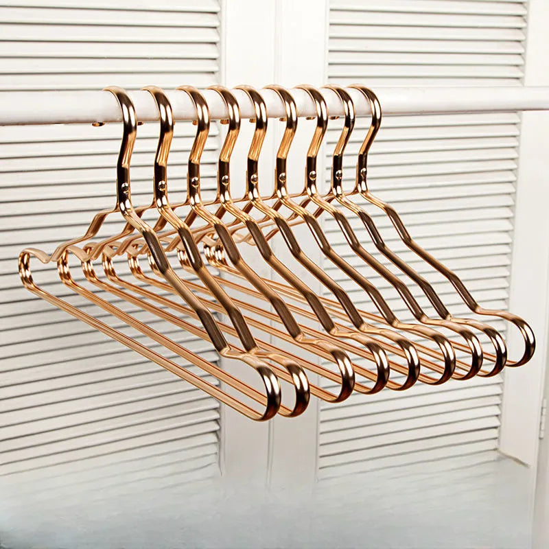 Metal Wardrobe Hangers with Contoured Hook Gold Silver Rose Gold Set Closet Organizer for Coats Shirts Dresses