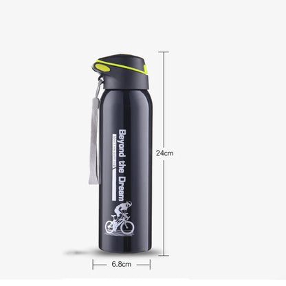 Insulated Stainless Steel Water Bottle with Sport Cap & Carry Loop – 17 oz Double Wall Bike Bottle for Cycling, Commuting & Outdoor Sports