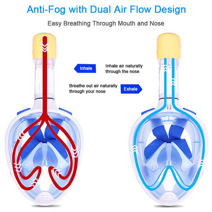 AquaVision | Full Face Snorkel Mask with 180-Degree View | Comfortable Design for Natural Breathing