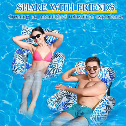 AquaLeaf | Tumbona inflable tropical con respaldo ajustable | Silla de piscina elegante para una relajación total