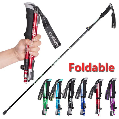 Bastones de trekking ajustables, bastones de senderismo plegables con empuñadura de EVA, bastones de aluminio ultraligeros para acampar