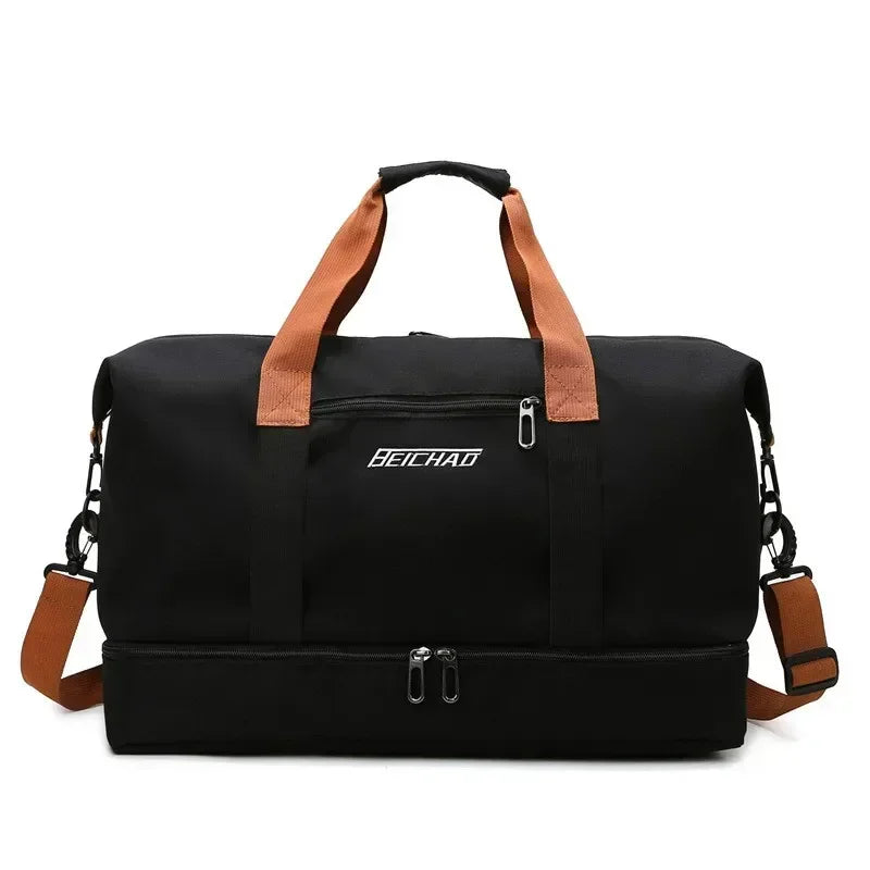 Women's Gym Duffel Bag with Shoe Compartment – Wet/Dry Separation Travel Bag, Shoulder & Crossbody Carry for Workout, Weekend Trips