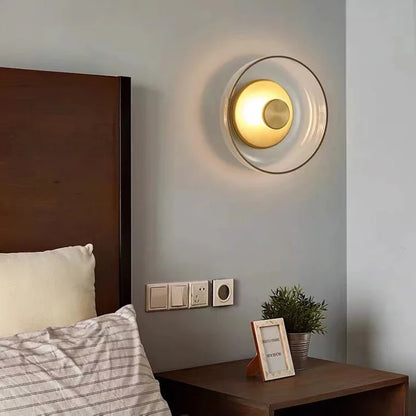 Contemporary Sconce with Domed Glass Shade – Iron Frame Wall-Mount Fixture for Bedrooms, Hallways & Living Spaces