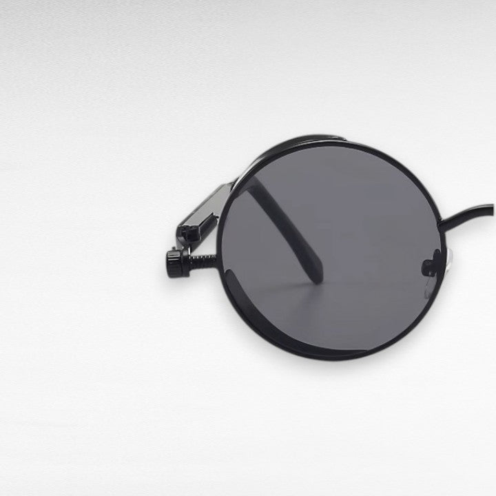 Vintage Round Sunglasses Polarized UV400 Protection Metal Frame Gothic Industrial Design for Men Women Everyday Outdoor