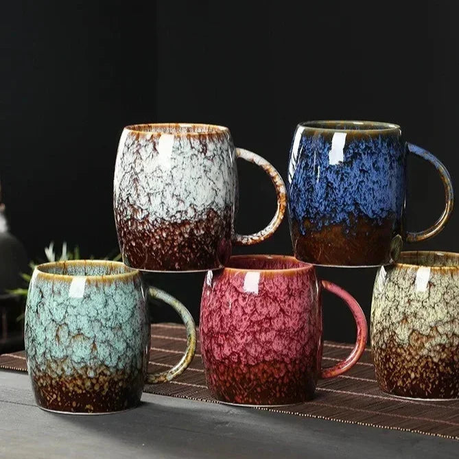 Handcrafted Stoneware Coffee Mug 4-Inch for Morning Coffee Tea Hot Cocoa Kitchen Drinkware Dishwasher-Safe Ergonomic Handle Home Office Brea