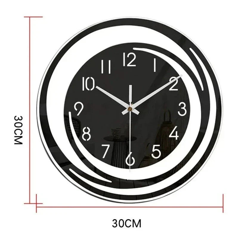 Black Acrylic Wall Clock Modern Geometric Silent Non-Ticking Scandinavian Home Decor for Living Room Bedroom Office