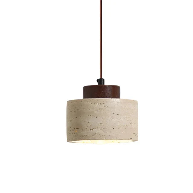 Natural Stone Hanging Lamp 6.5 Inch Travertine Shade Soft Warm Glow Overhead Fixture Bedroom Bedside Accent Nordic Minimalist Design