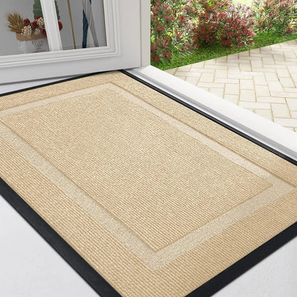 Rubber Entry Mat Slip-Resistant Low Profile for Front Door Back Door Patio Garage Hallway Mud Scraper Floor Protection