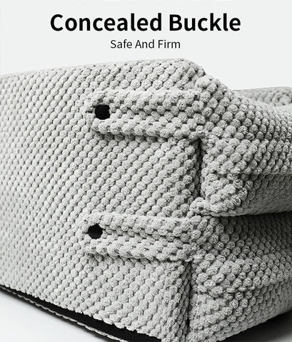 Transportín para coche, caja de transporte para perros pequeños y gatos, transportín para consola central con correa de seguridad
