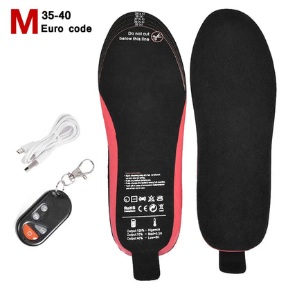 Rechargeable Heated Insoles with Remote Control | 3 Temperature Settings | Trimmable Electric Foot Warmers for Winter Outdoor Activities &