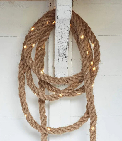 Rustic Hemp Rope LED String Lights Warm White Battery Powered Decorative Lighting for Living Room Bedroom Patio Garden Party Wedding