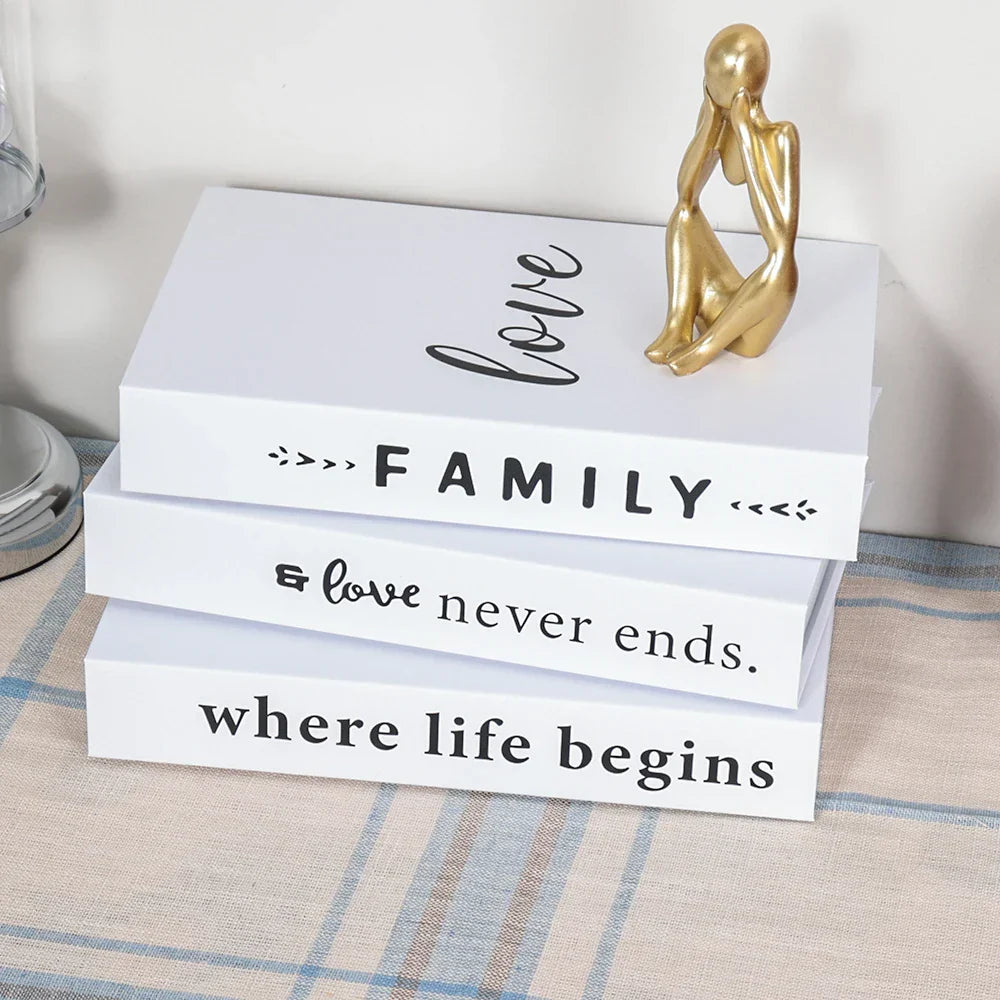 Hollow Cardboard Book Stack 3-Piece Display Set for Shelf Styling Coffee Table Accent Modern Home Interior Staging Props