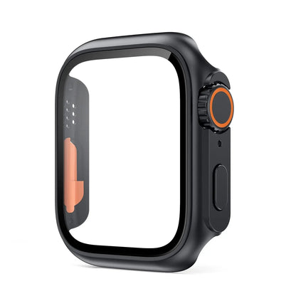 Hardened Glass Shield Case for Apple Watch Series 7/8/SE – Full Display Coverage, Crown Access, 40-45mm Sizes