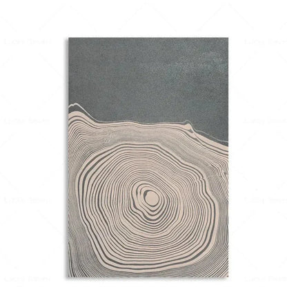 Abstract Tree Ring Wall Art Polyester Canvas 24x18 Inch Nature-Inspired Home Decor for Living Room Bedroom Office Rustic Organic Woodland De