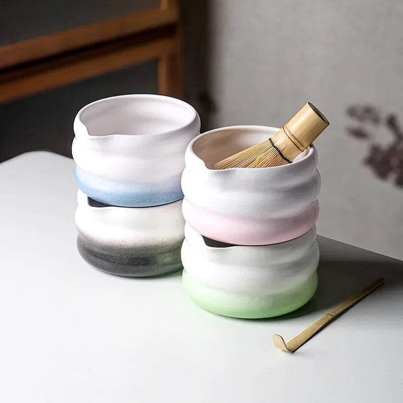 Set de cuenco de cerámica para matcha con vertedor | Diseño elegante para ceremonias del té