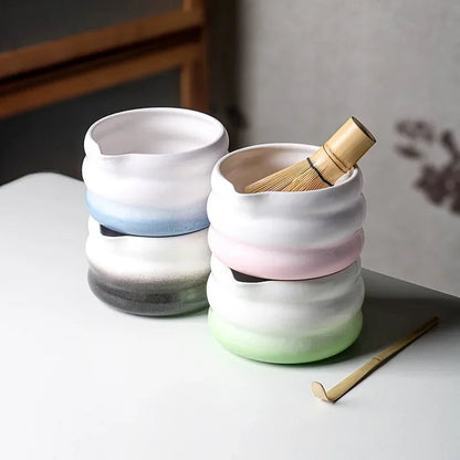 Set de cuenco de cerámica para matcha con vertedor | Diseño elegante para ceremonias del té