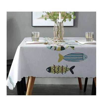 Diseño acuático elegante | Mantel resistente a las manchas con tejido Oxford duradero | Cuidado fácil para cenas con estilo