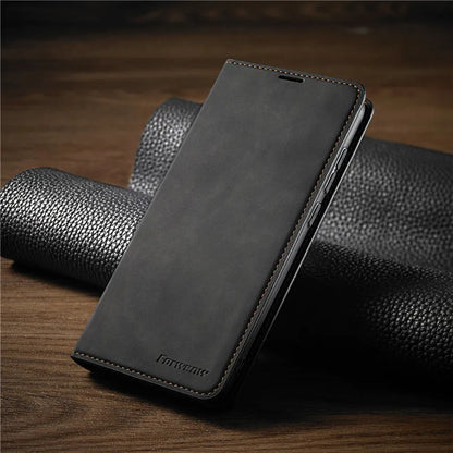 Folio iPhone Case with Card Slots & Magnetic Closure – Faux Leather Wallet Phone Cover for Daily Use