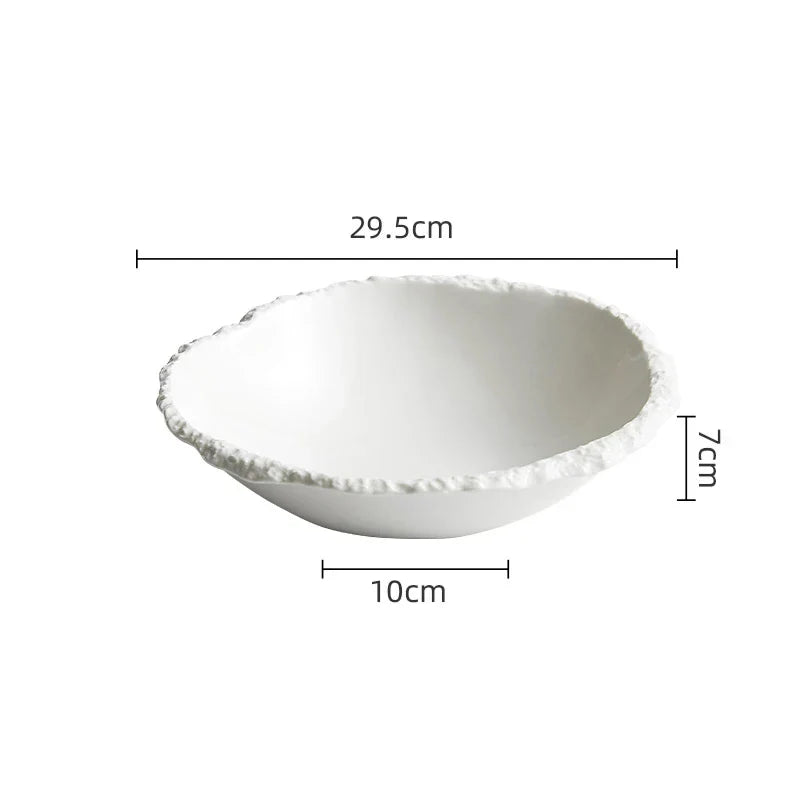 Rustic Ceramic Serving Bowl for Salads, Grains & Family Meals - Porcelain Dinnerware for Everyday & Special Occasions - Dishwasher Safe