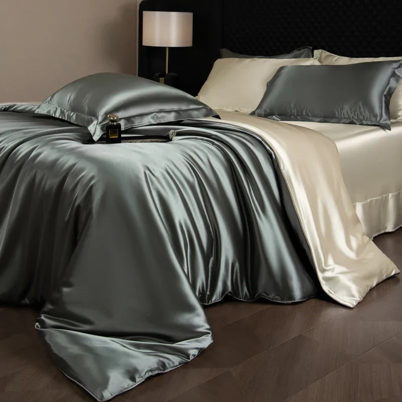 Bed Sheets Set with Duvet Cover and Pillowcases, Silky Sheets Bedding Set, Soft Breathable Fitted Sheet or Flat Sheet