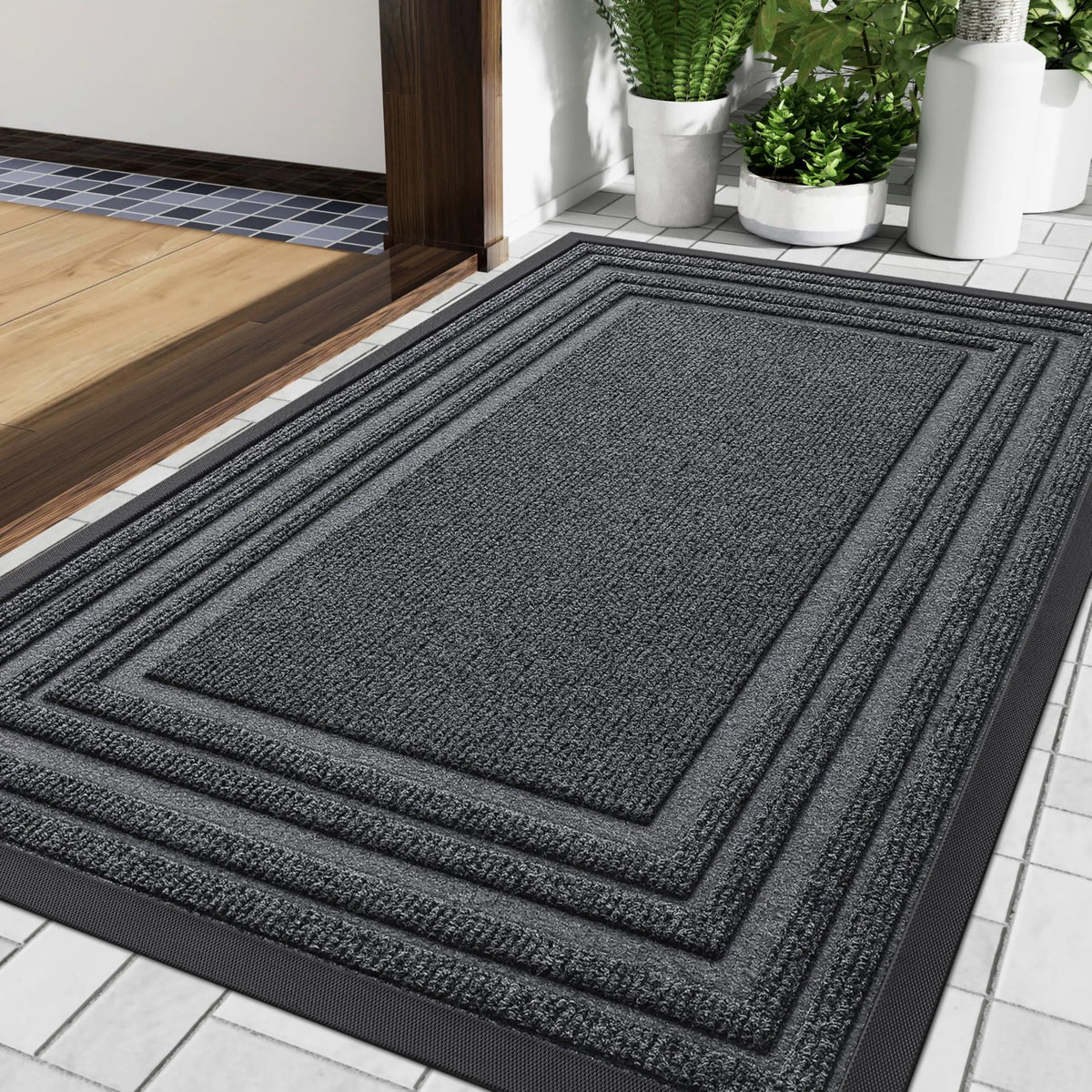 Slim Rubber-Backed Entrance Mat – Non-Slip Indoor Outdoor Doormat for Front Door, Porch & Hallway