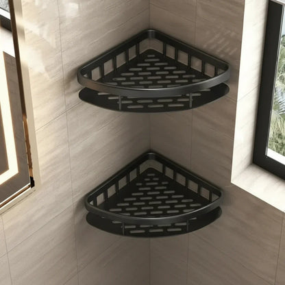 Wall Mount Adhesive Shower Caddy Corner Organizer – No-Drill Waterproof Storage Rack for Bathroom, Toilet & Sink – ABS & Steel in Black or S