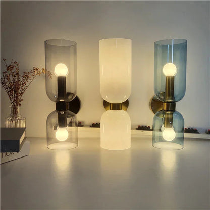Porcelain Sconce Light Fixture 16 Inch Height Pivoting Arm for Bedroom Hallway Living Room Reading Nook Contemporary White Gray Blue Clear