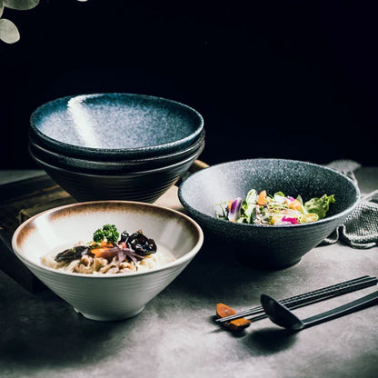 Handcrafted Ceramic Noodle Bowl 7 inch Asian-Inspired Soup Dish for Pho Udon Rice Meals Minimalist Dinnerware Versatile Kitchen Serving Piec