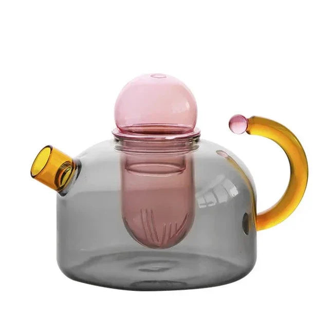 Vibrant Glass Tea Set | Colorful Borosilicate Tea Cups & Teapot | Unique Shapes for Enjoyable Tea Experience