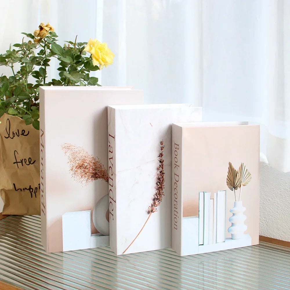 Hollow Cardboard Book Stack 3-Piece Display Set for Shelf Styling Coffee Table Accent Modern Home Interior Staging Props