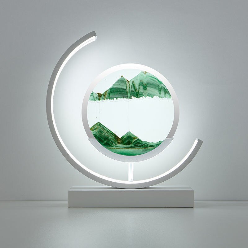 Rotating Sand Art LED Table Lamp | Mesmerizing 3D Liquid Motion Desk Light with Acrylic Frame | Modern Accent Lamp for Bedroom Living Room